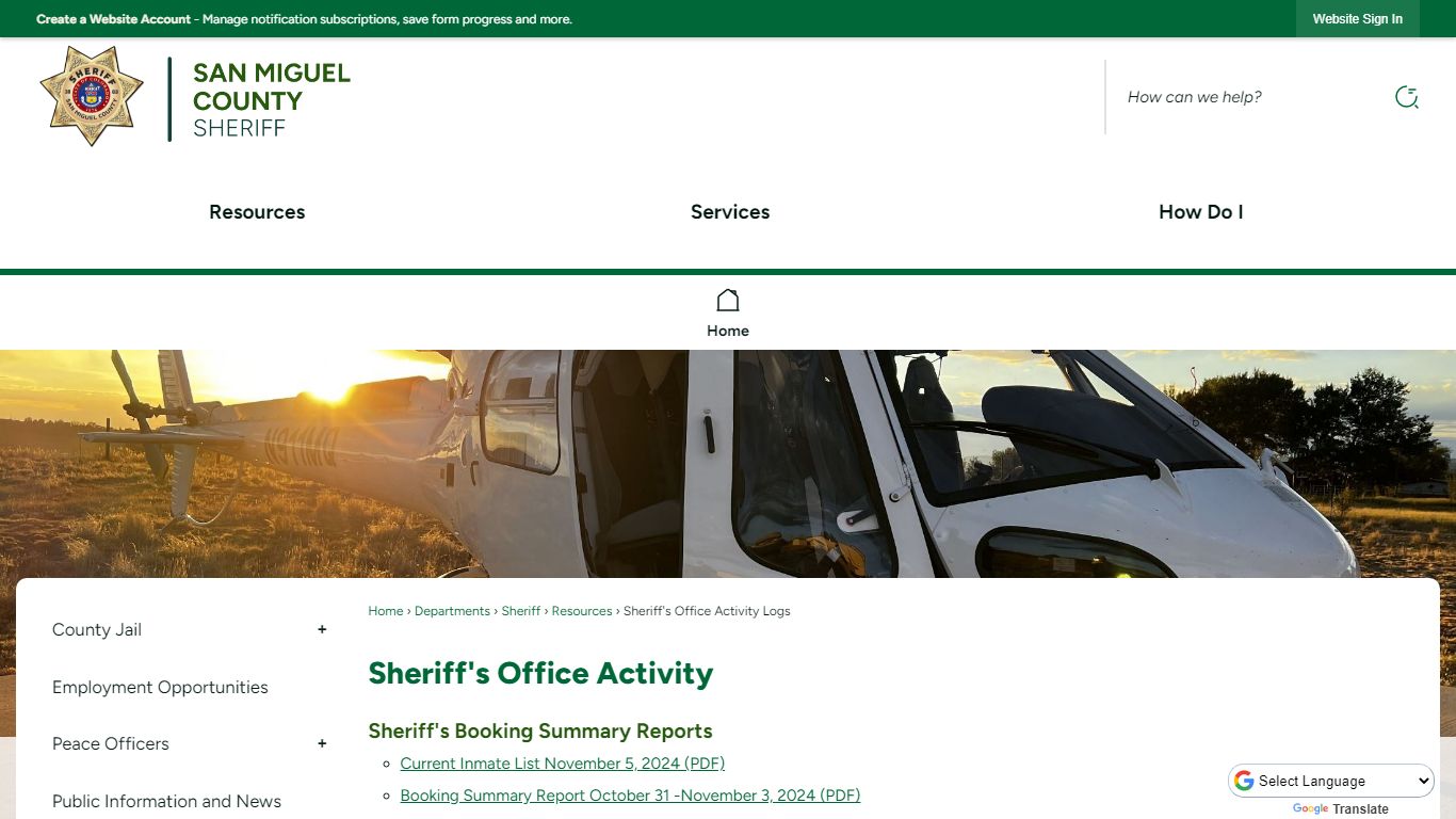 Sheriff's Office Activity | San Miguel County, CO